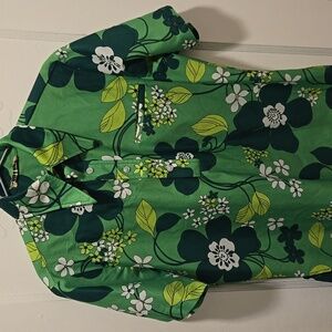 Floral Green Short Sleeve Shirt Hawaiian Shirt Vintage